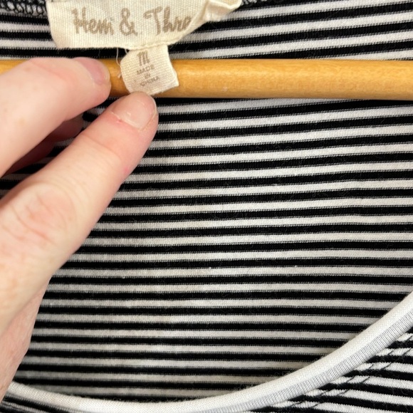 Hem & Thread Black and White Striped Long Sleeve Tee - Picture 3 of 4